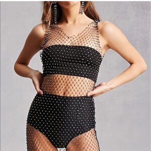 Women’s Mesh Rhinestone Beach Cover Up
